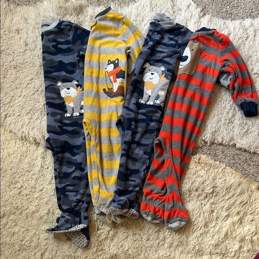 Carter's Kids One Piece Footies pajamas BUNDLE!!- Blue, Yellow, Red